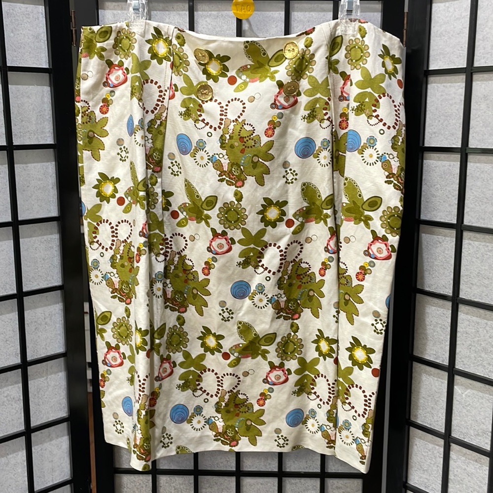 Vintage Due Per Due Colorful Skirt, Silk Linen Blend, SZ 16